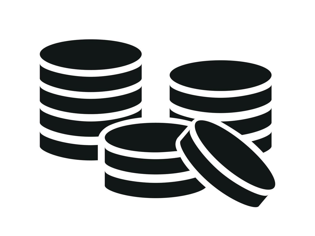 A stack of coins pile on a white background. vector