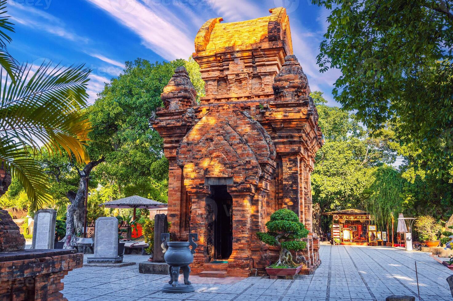 Ancient landmark of Po Nagar Cham Towers in Nha Trang in Vietnam. Famous tourist place with heritage ruins of the Cham temple religion complex photo