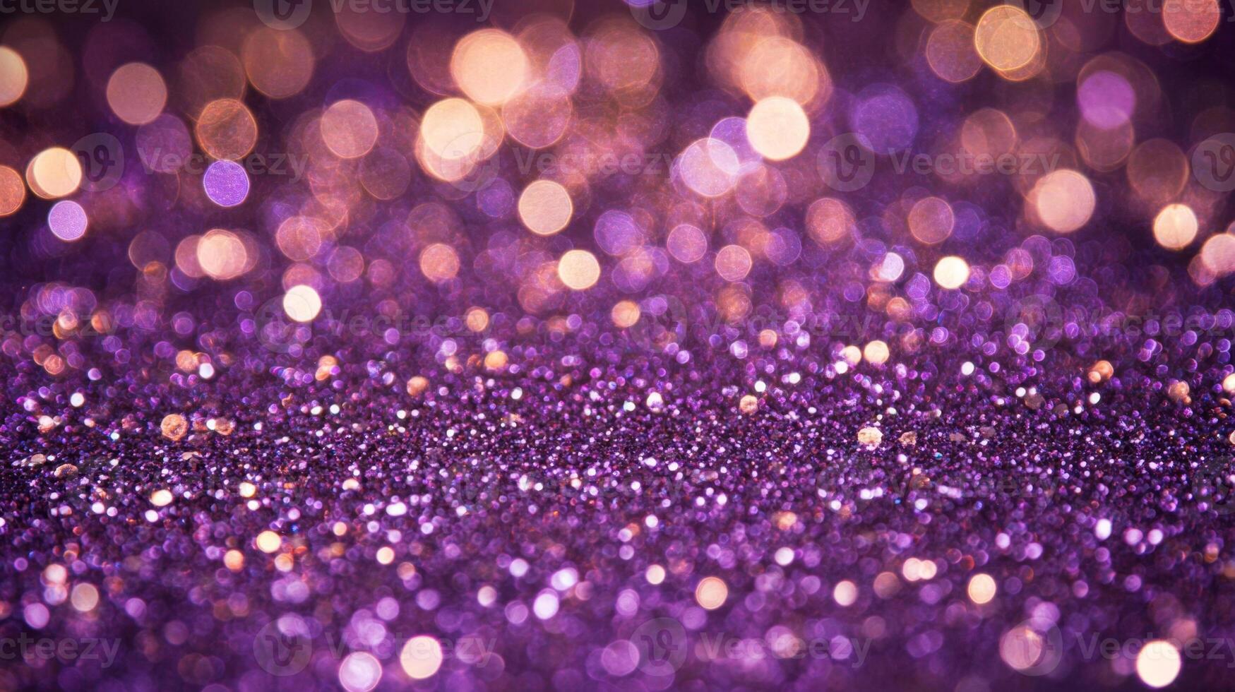 A captivating purple background filled with sparkling glitter particles and soft, blurred bokeh lights. This image evokes a dreamy and magical atmosphere with rich violet tones and a subtle. photo