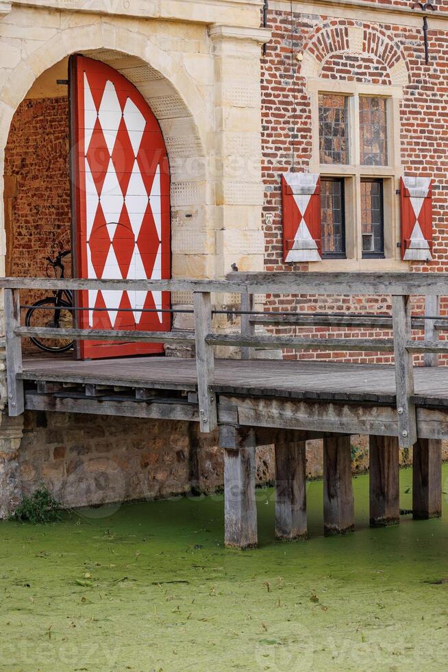 A bridge over a pond photo