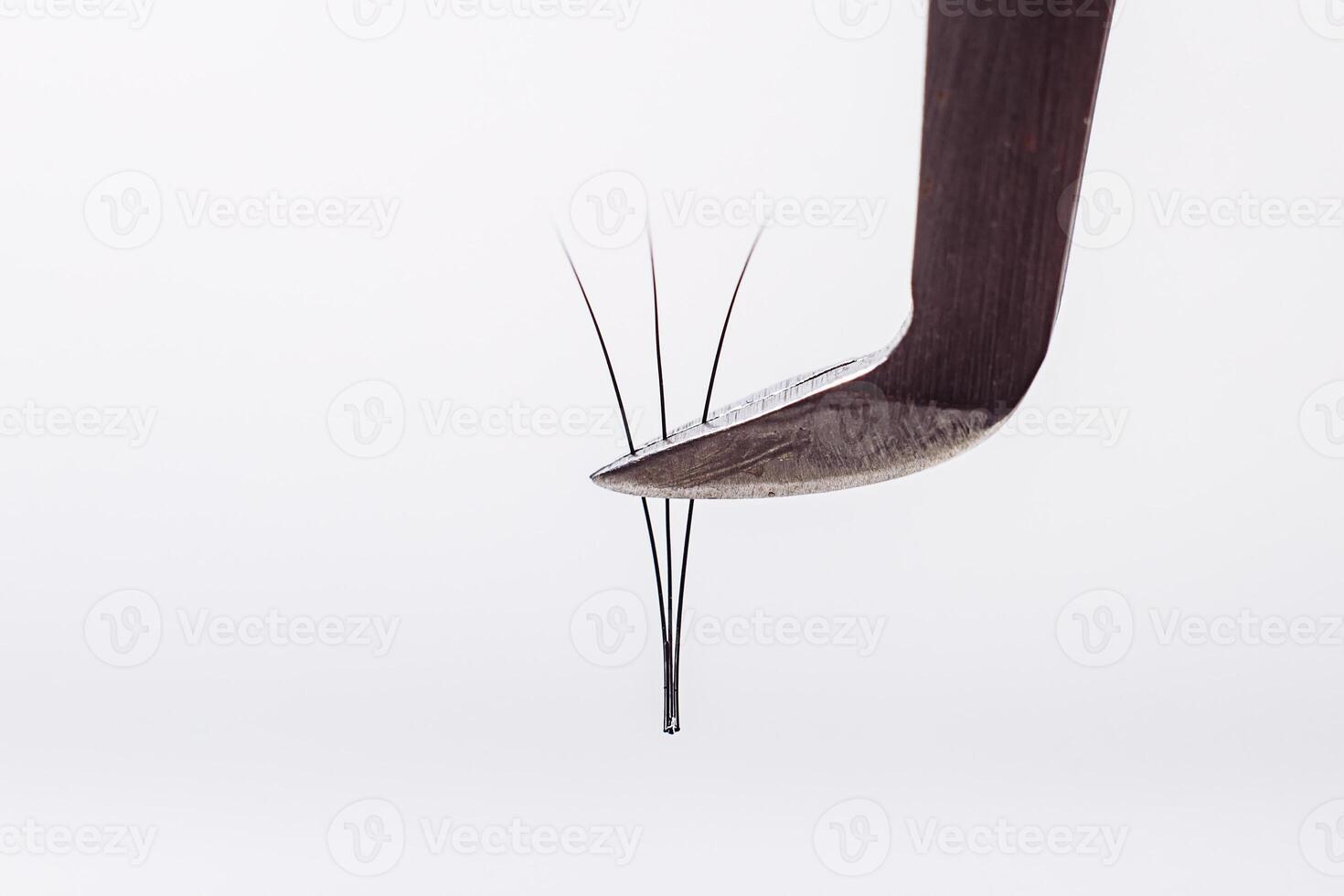 Eyelash Extension tools on white background. Accessories for eyelash extensions. Artificial lashes. 3D, closeup , selective focus. photo