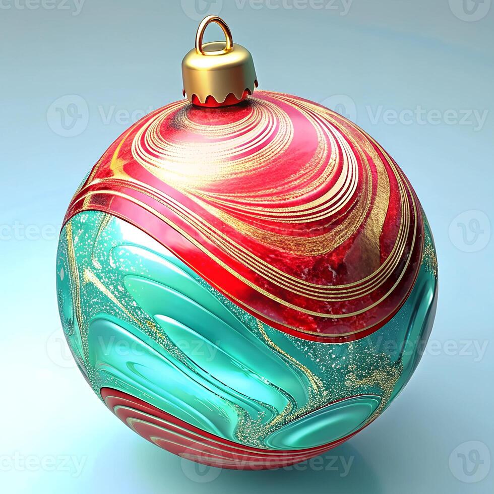 One beautiful red Christmas bauble on transparent background, 3D render photo