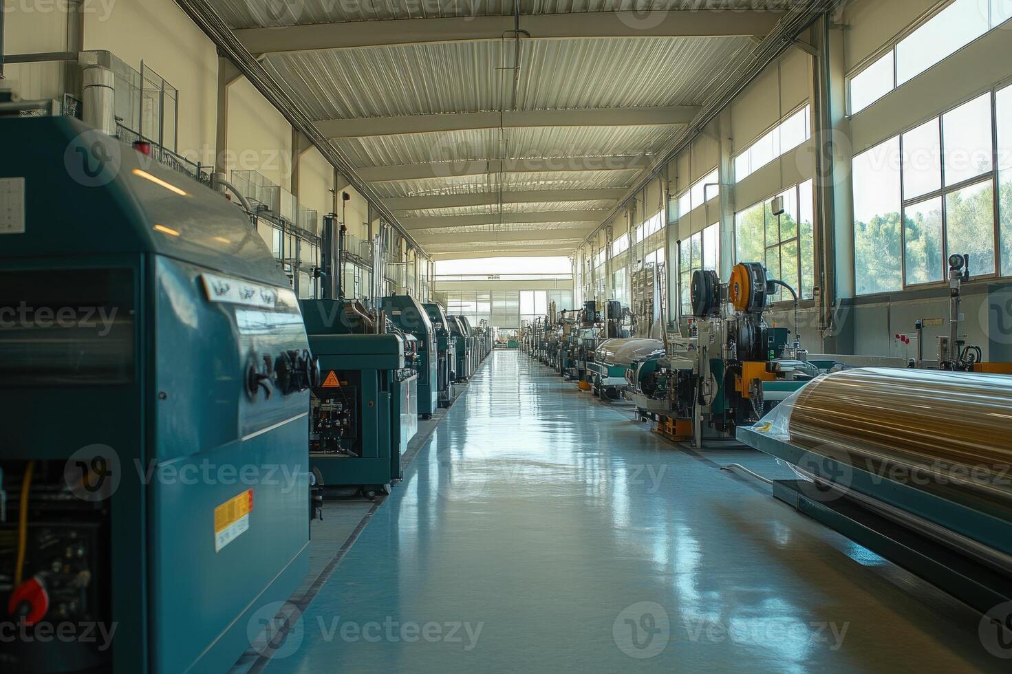 Industrial machines processing materials in a cable factory photo