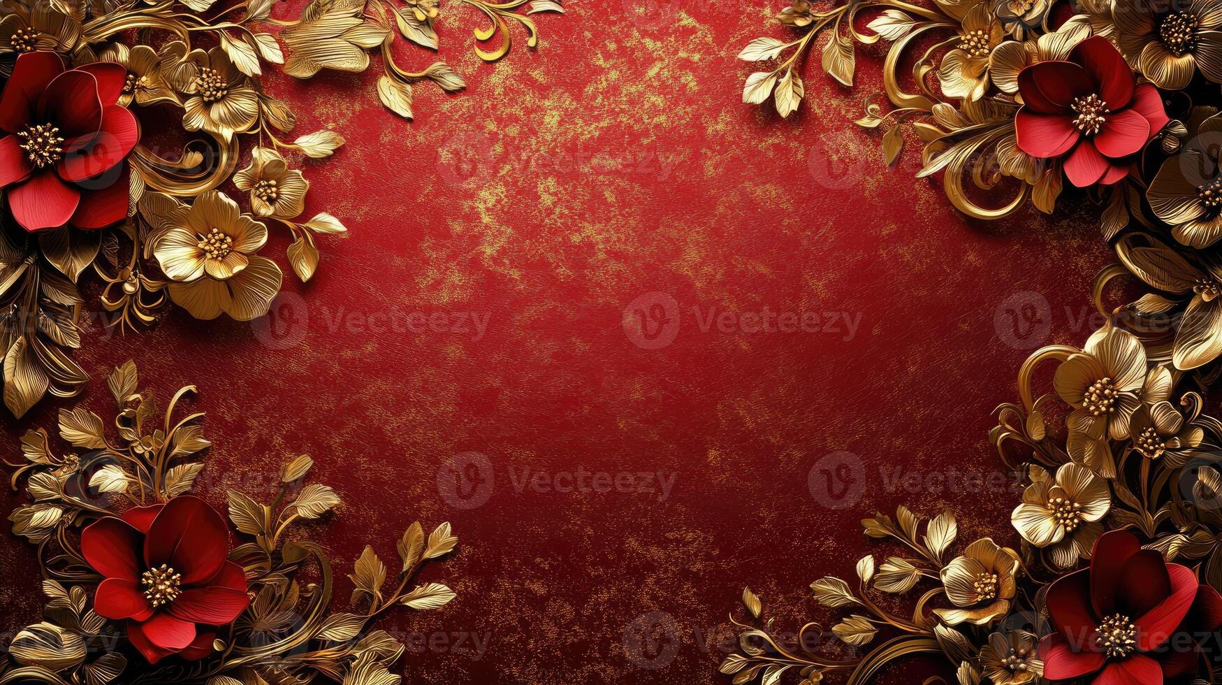 Red and gold floral design creating an elegant background photo