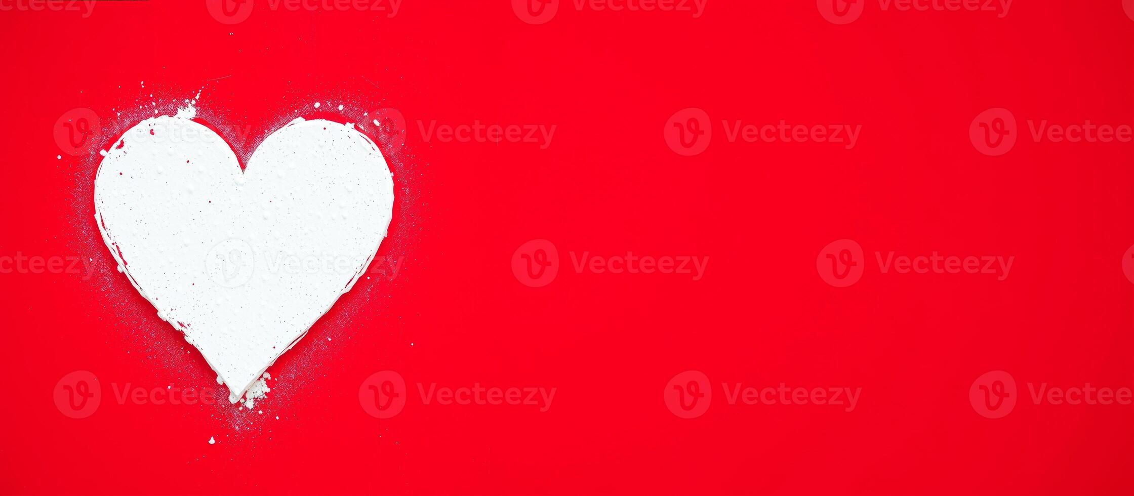 White heart shape on red background photo