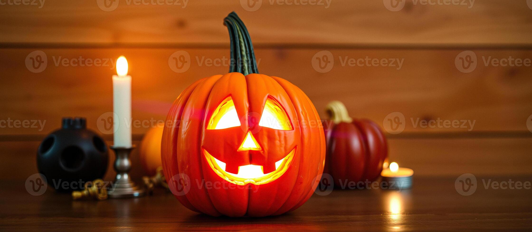 Jack-O-Lantern With Candlelight photo