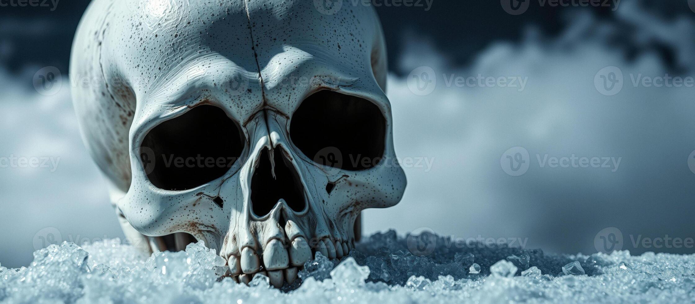 Human Skull on Ice photo