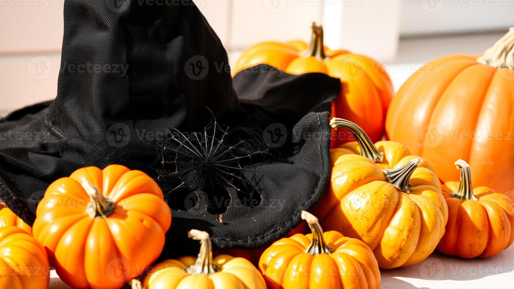 Witch's Hat and Pumpkins photo