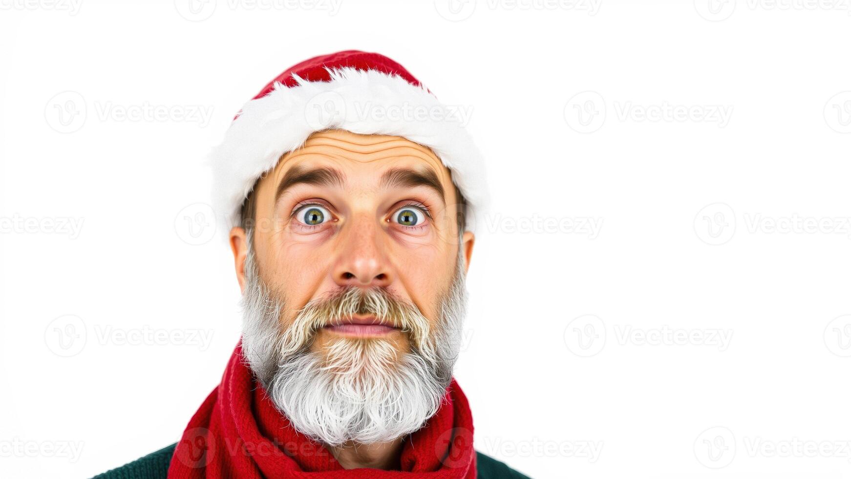 Surprised Man in Santa Hat photo