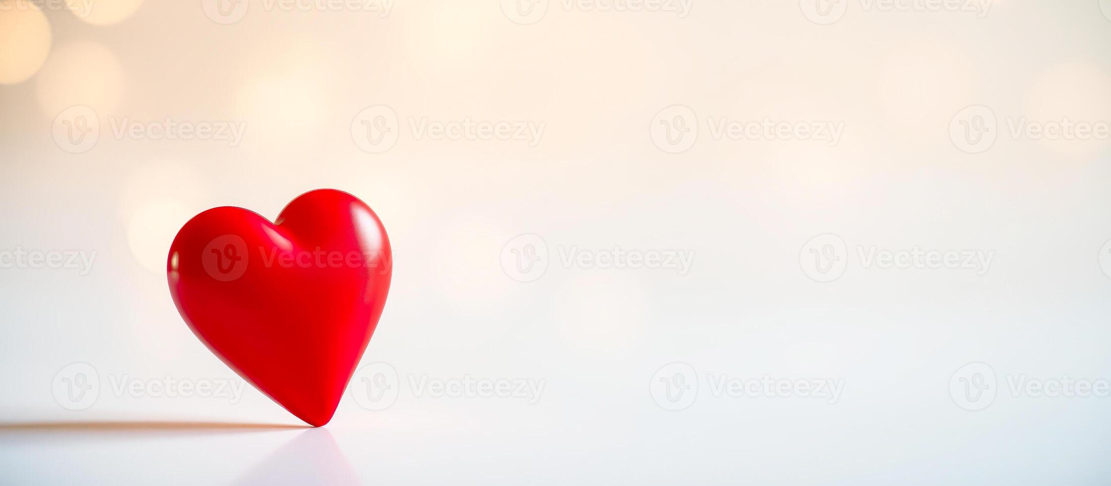 Red Heart on a White Background with Bokeh Lights photo