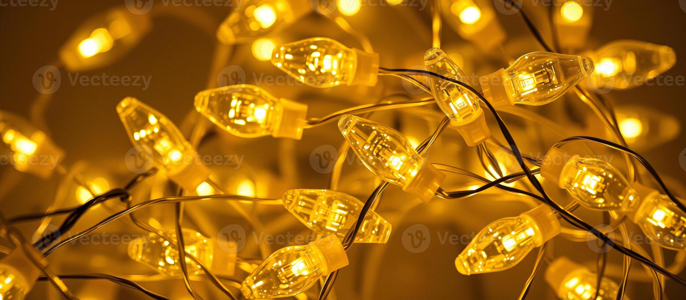 Close Up of Warm White Christmas Lights photo