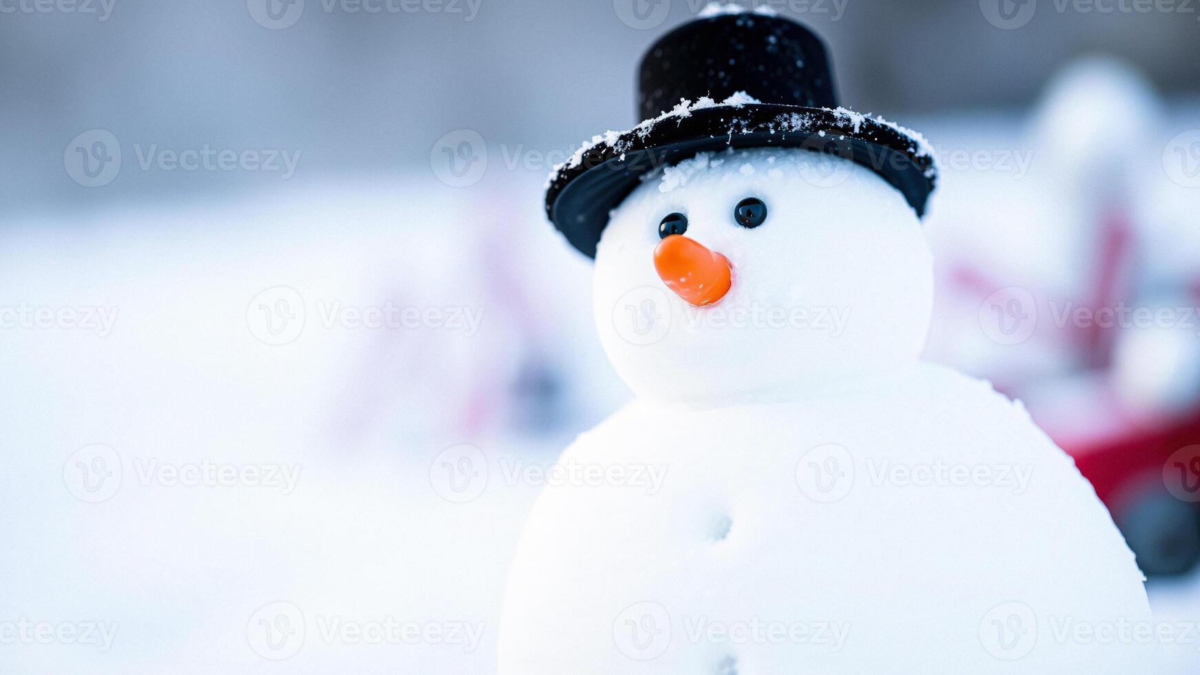 Snowman with a Top Hat in the Snow photo