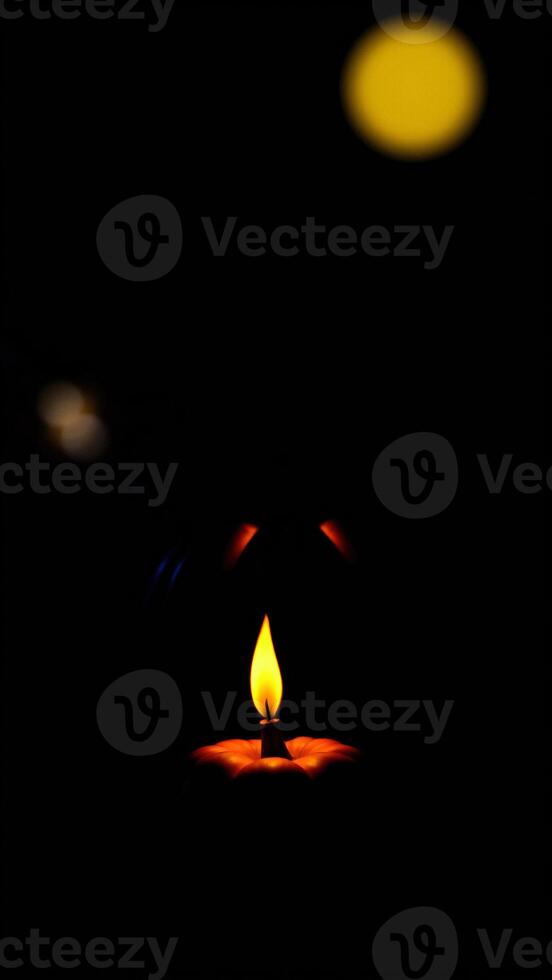 Single Candlelight in the Dark photo