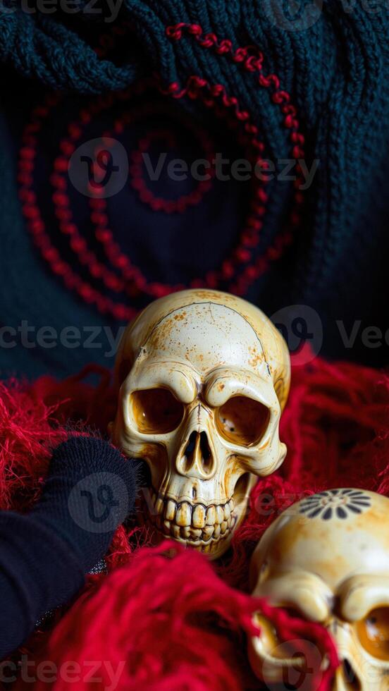 Skull and Red Yarn photo