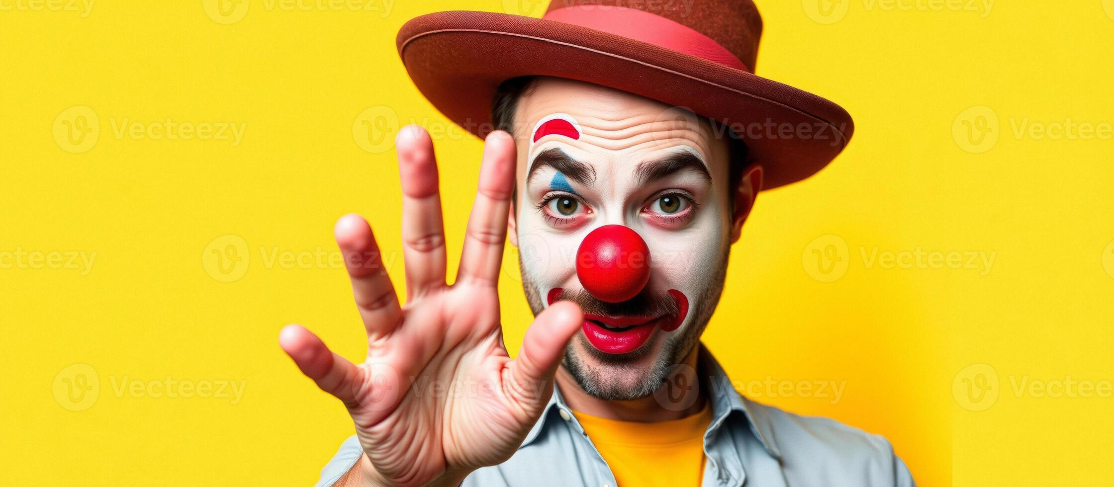 Funny Clown with Red Nose and Big Smile photo