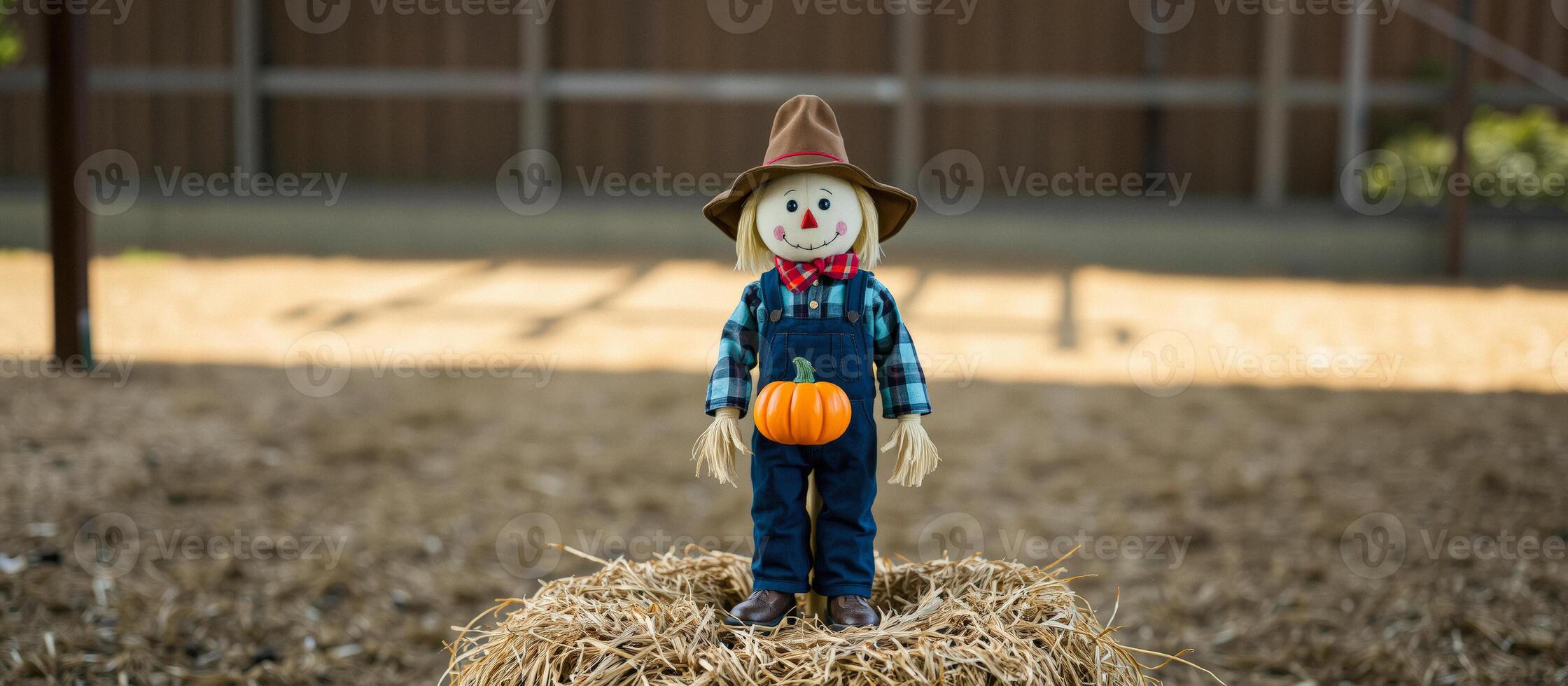 Fall Scarecrow with Pumpkin photo