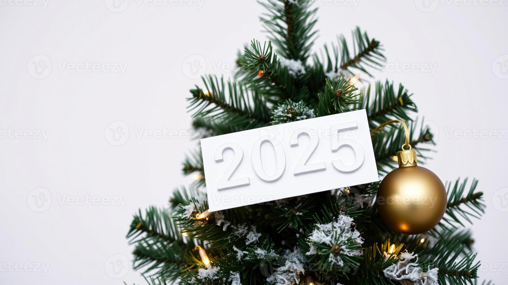 White Christmas Tree with 2025 Decoration photo