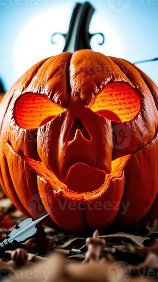 Halloween Jack-o'-lantern with Glowing Eyes photo