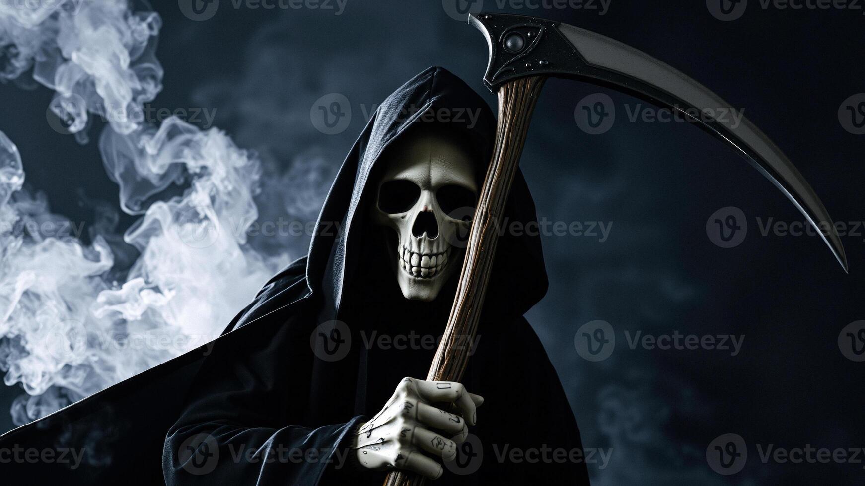 Grim Reaper with Scythe in Smoke photo
