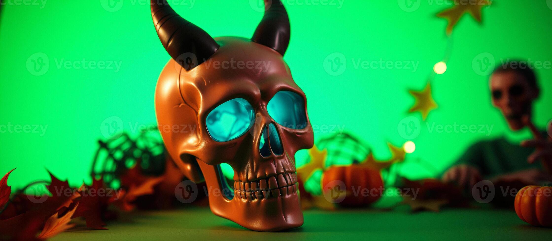 Halloween Skull with Glowing Eyes photo