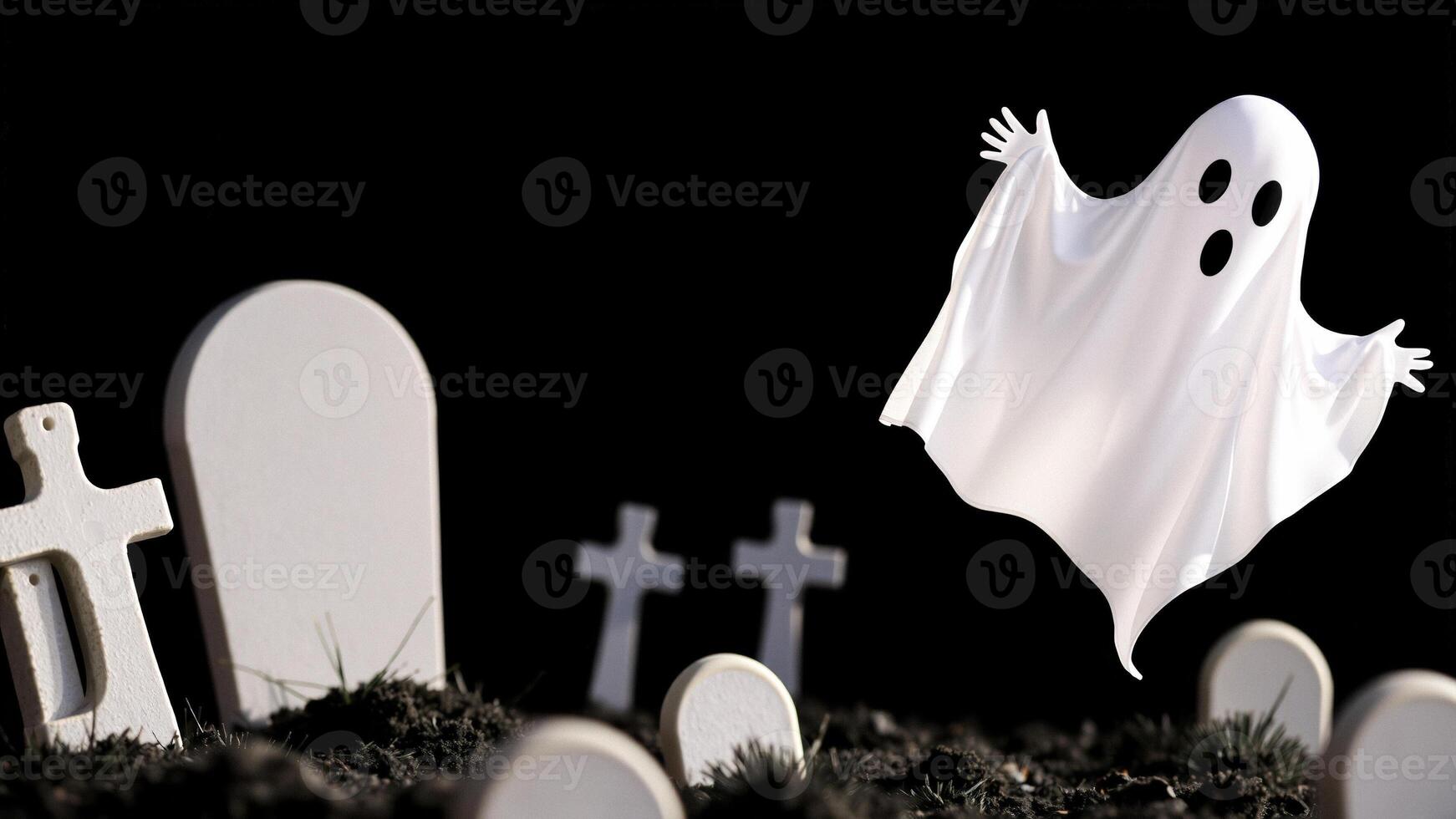 Ghostly apparition over a graveyard photo