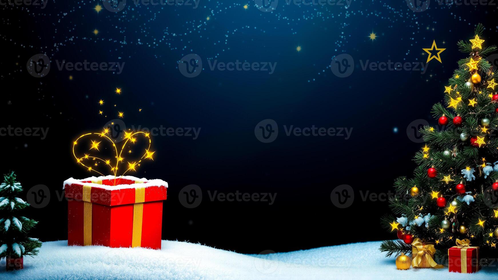 Christmas Night with Presents and Sparkling Stars photo