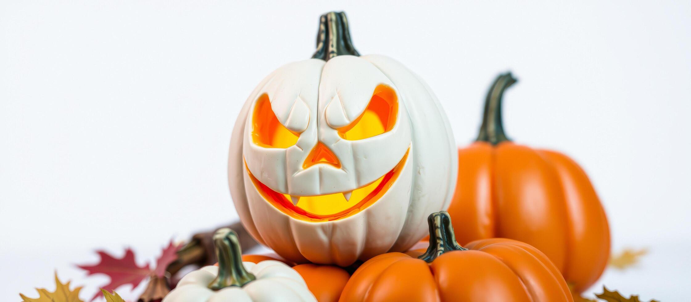 a group of pumpkins with faces on them photo