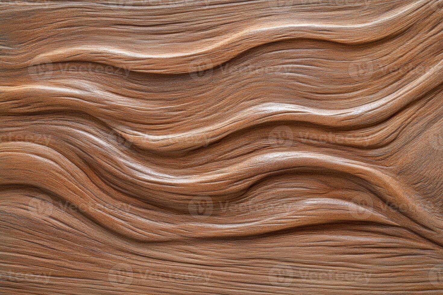 Close-up view of textured wooden kitchen cabinets in warm brown tones with smooth finish and minimalistic design photo
