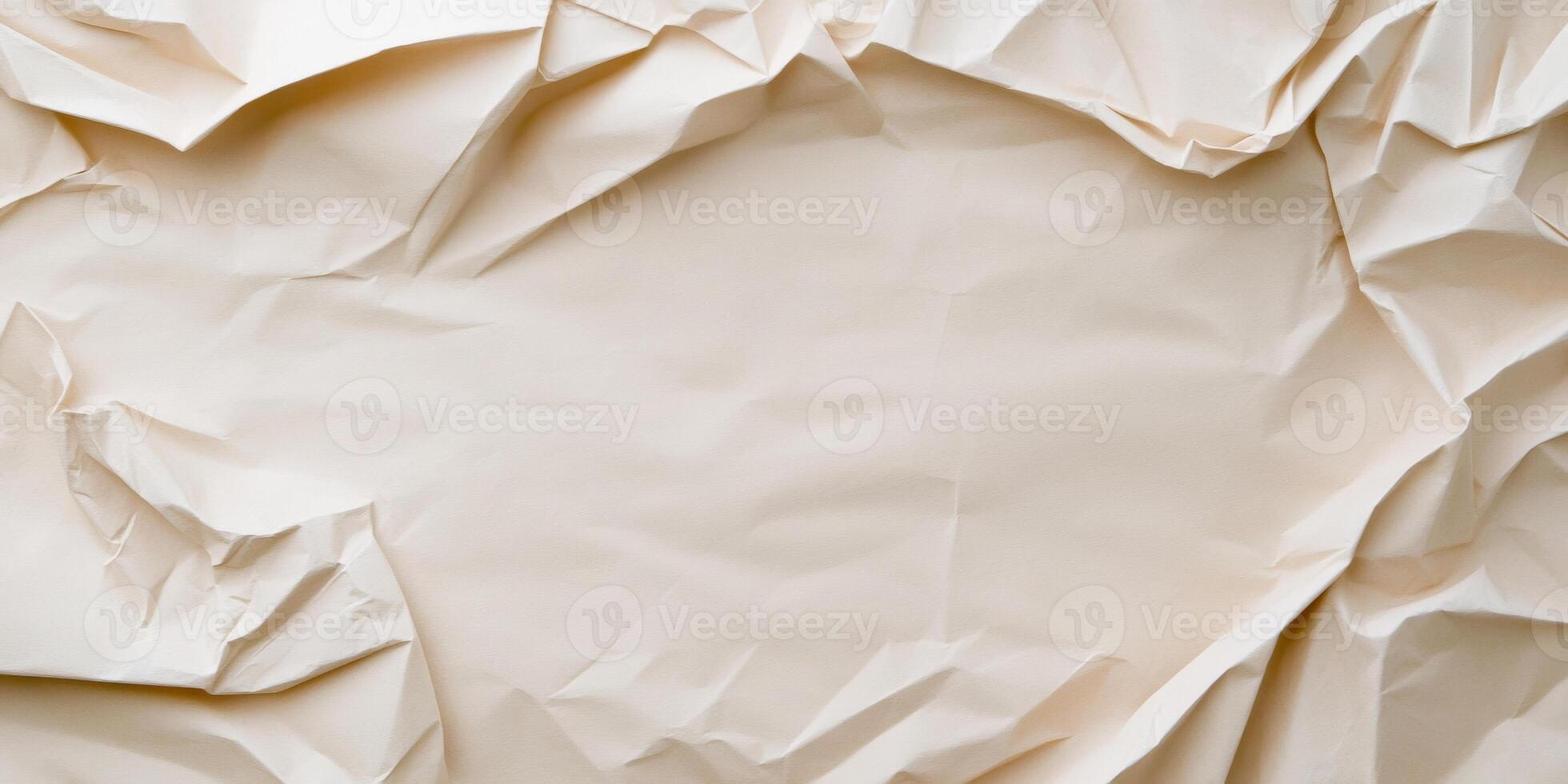 Close-up of warm taupe wrinkled paper texture showcasing vintage appeal and intricate details of natural folds photo