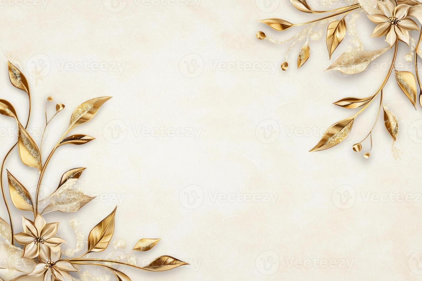 Elegant Christmas greeting card background with gold embellishments and subtle sparkles on cream backdrop photo