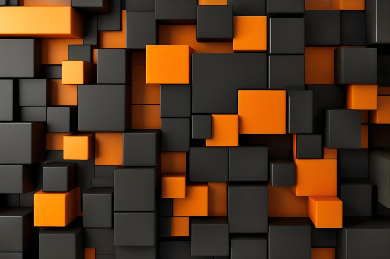 A Captivating Mosaic With Overlapping Black and Orange Squares photo