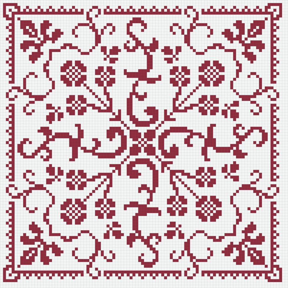Flowers Frame Embroidery Ornament vector