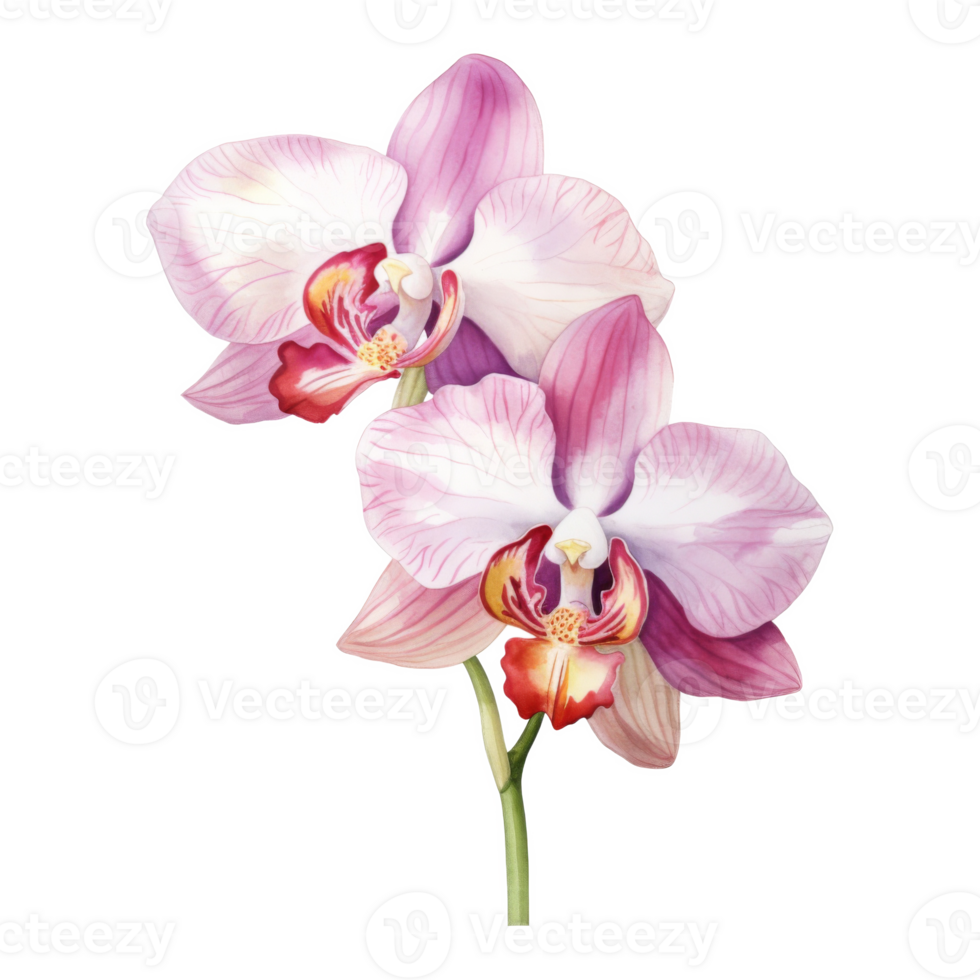 Orchid, Tropical Flower Illustration. Watercolor Style. png