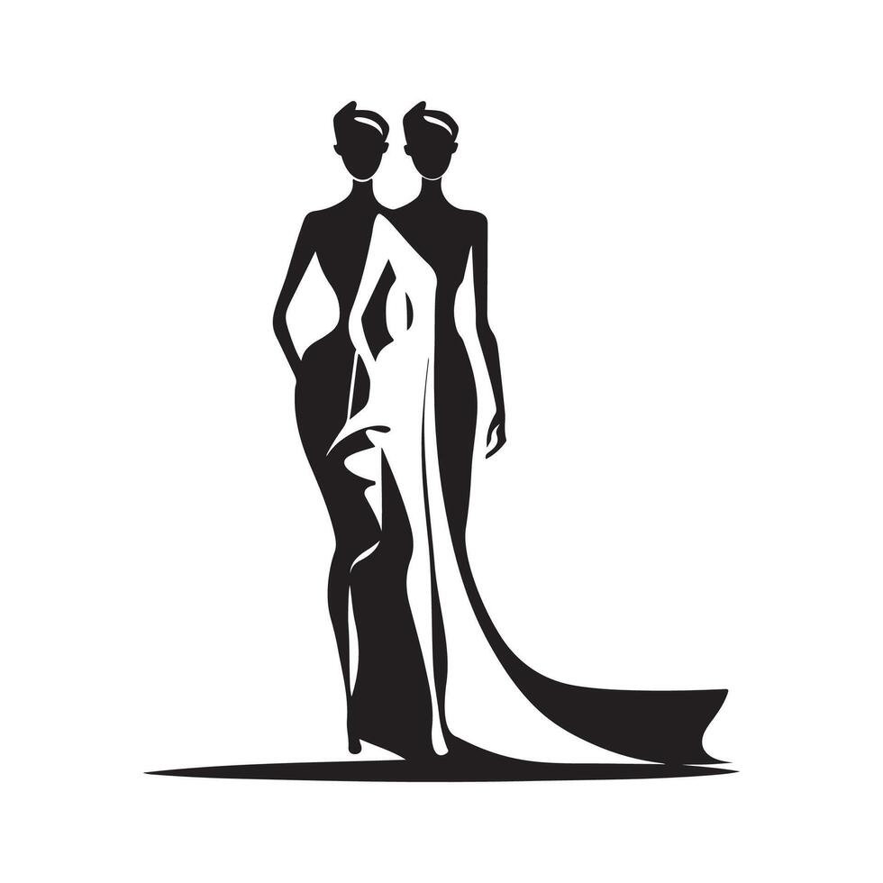 Fashion show and female model symbol logo Image on white background vector