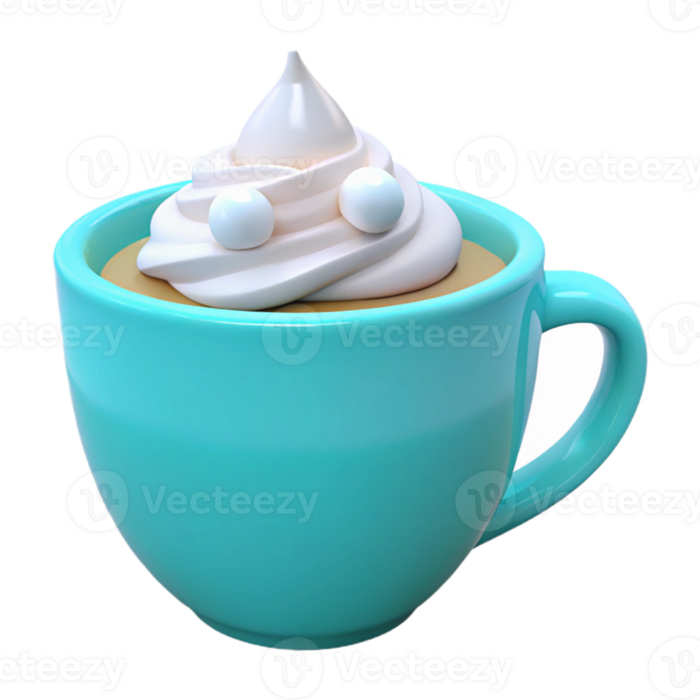 Whipped Cream Coffee in a Blue Mug png