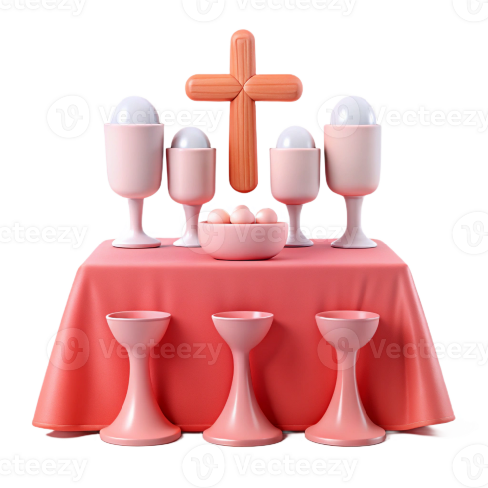 Easter Table Setting with Cross and Eggs png
