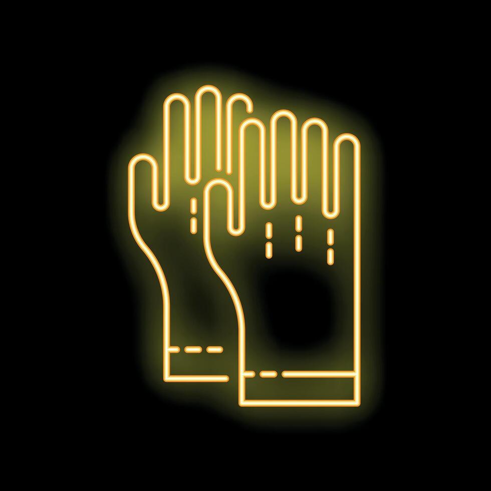 Glowing neon line rubber gloves icon isolated on black background for your design vector