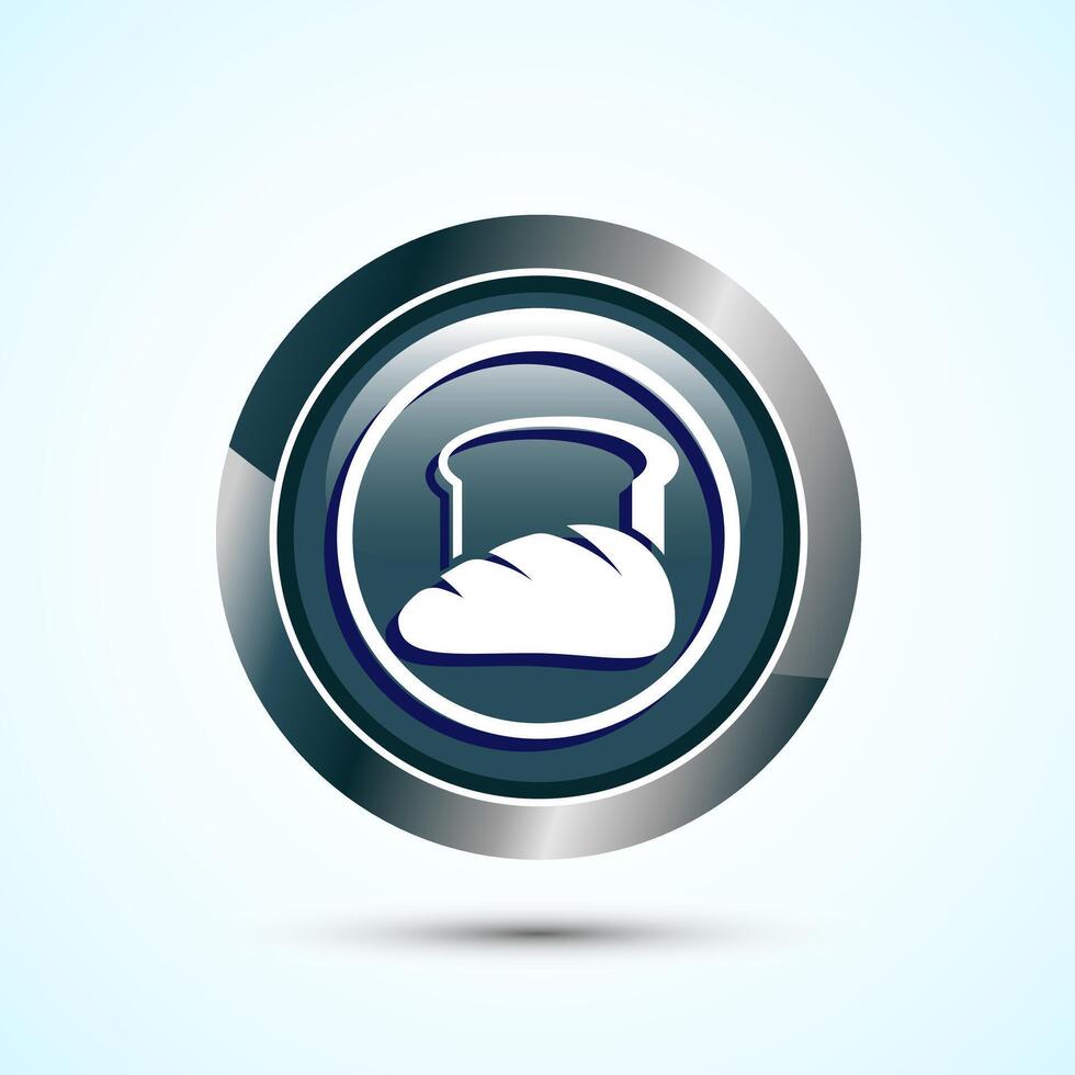 Bread Icon Design Illustration, Bakery Icon, Gray Color Round Button Design vector