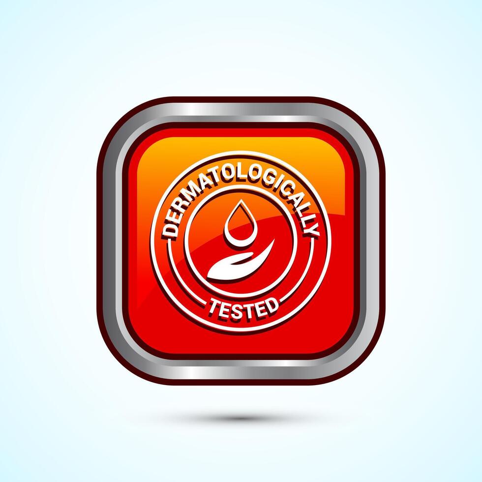 Dermatologically tested icon design, dermatology test and dermatologist clinic icon, Orange Color Square Button Design vector