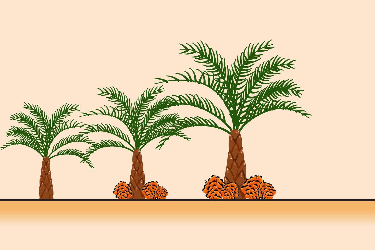 Three palm trees are shown in a desert setting with a sign that says CPO vector