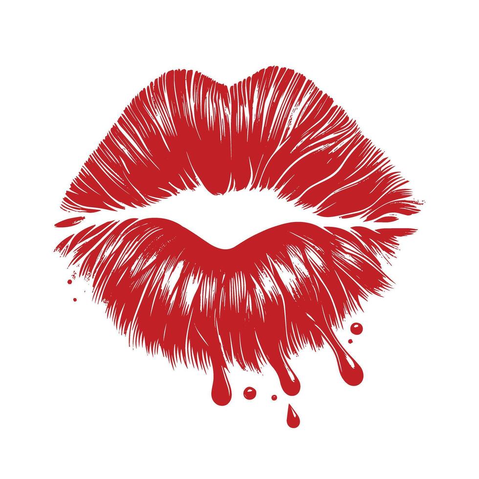 Blood dripping from the lips of a woman vector