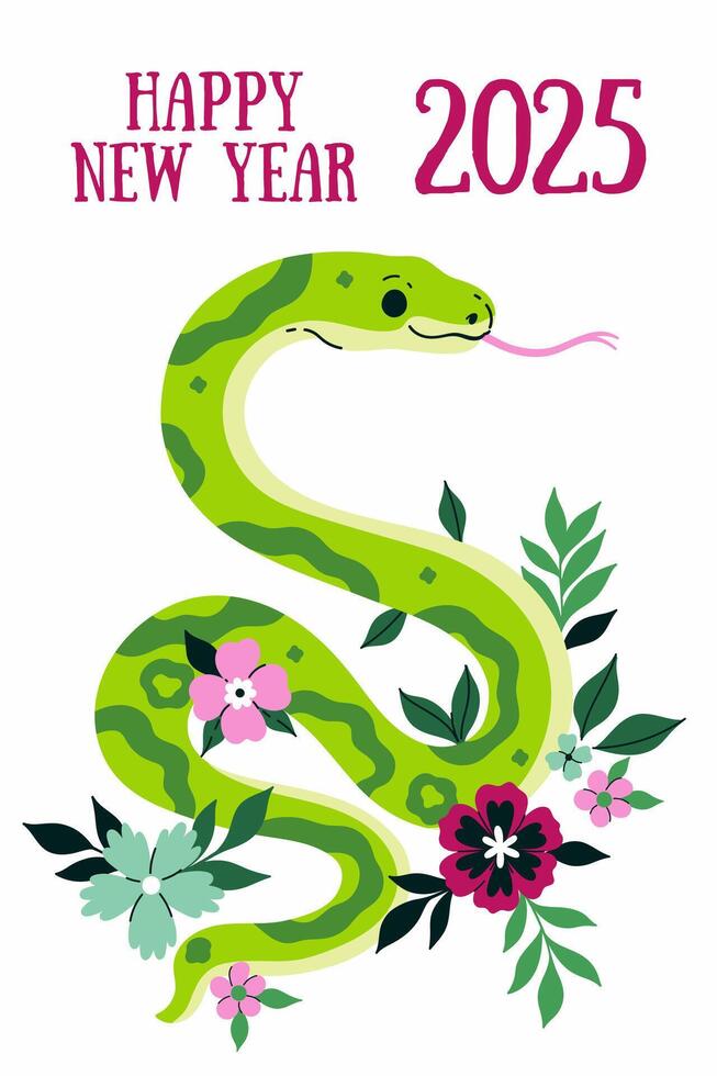Symbol of 2025 year green snake. graphics. vector