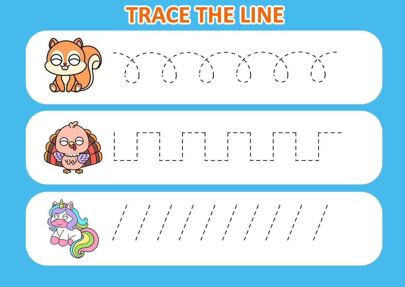 trace the line cute animal . game for kids vector