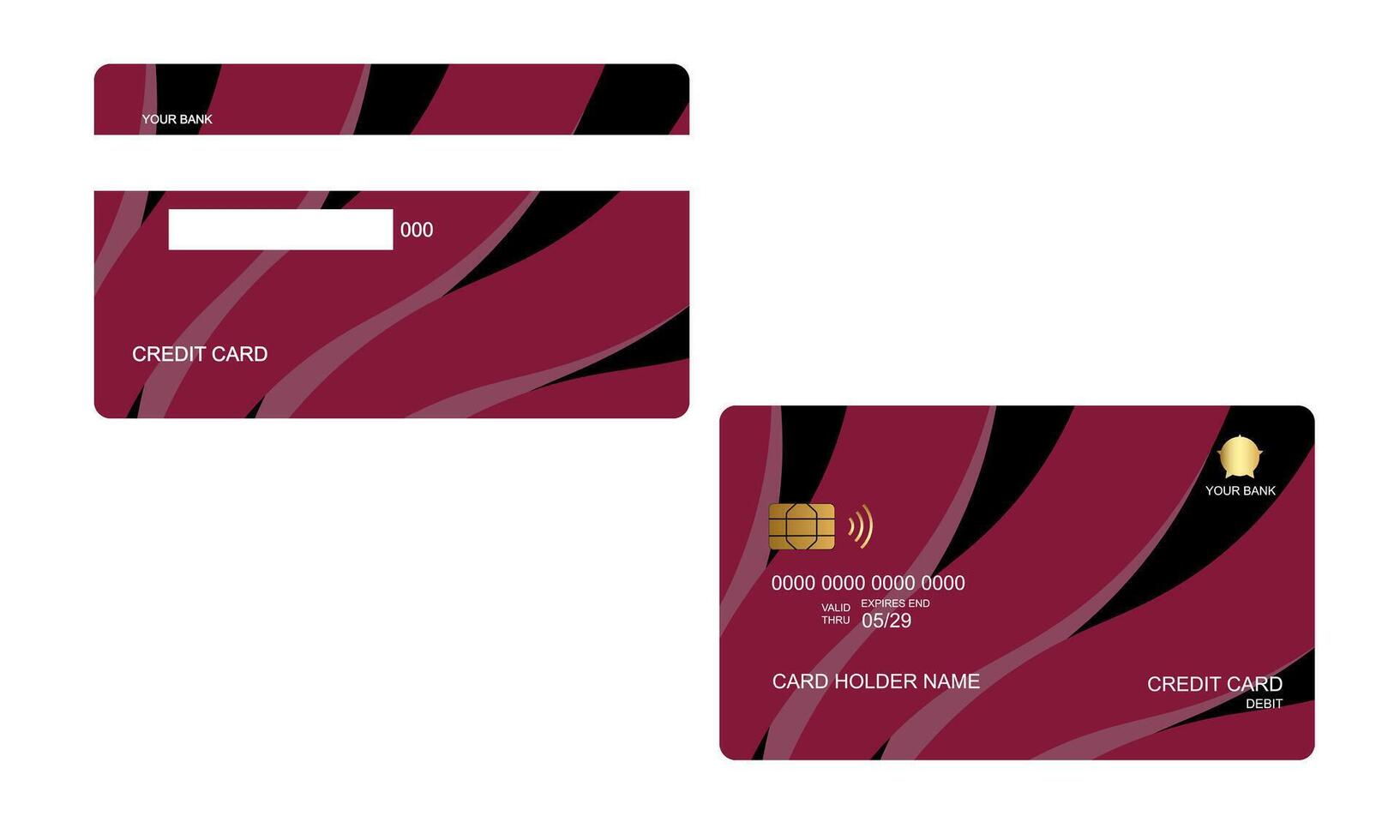 Set of Credit Card Sunburst Red Colors vector