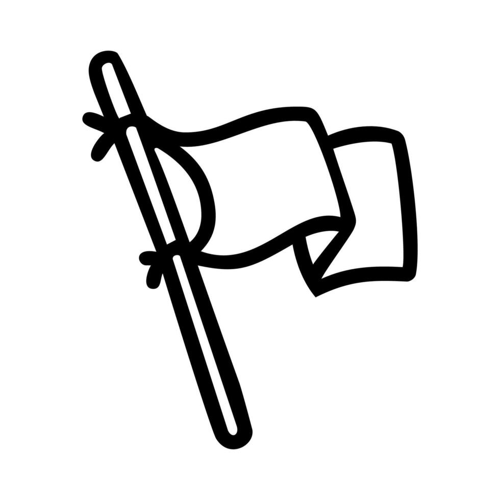a black and white drawing of a flag with a stick vector