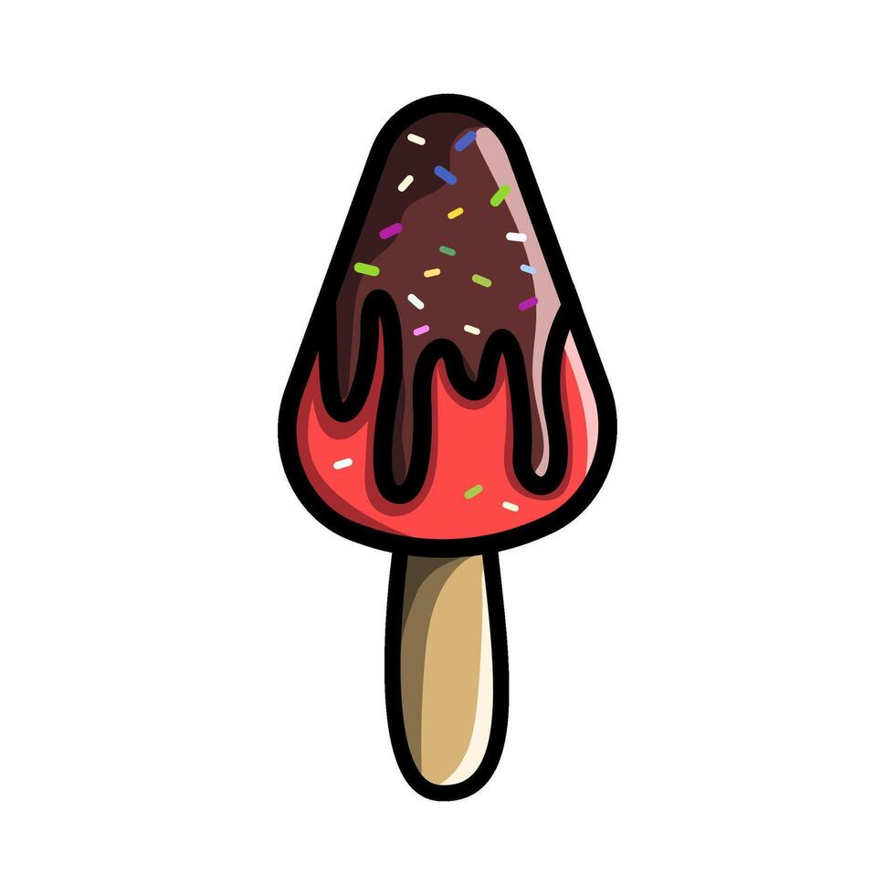 ice cream with chocolate and sprinkles on a stick vector