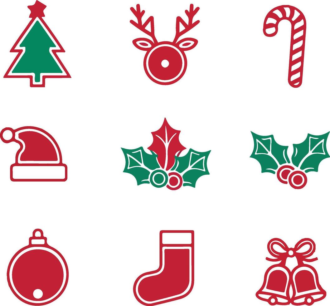 Minimalist Christmas Icon Collection vector