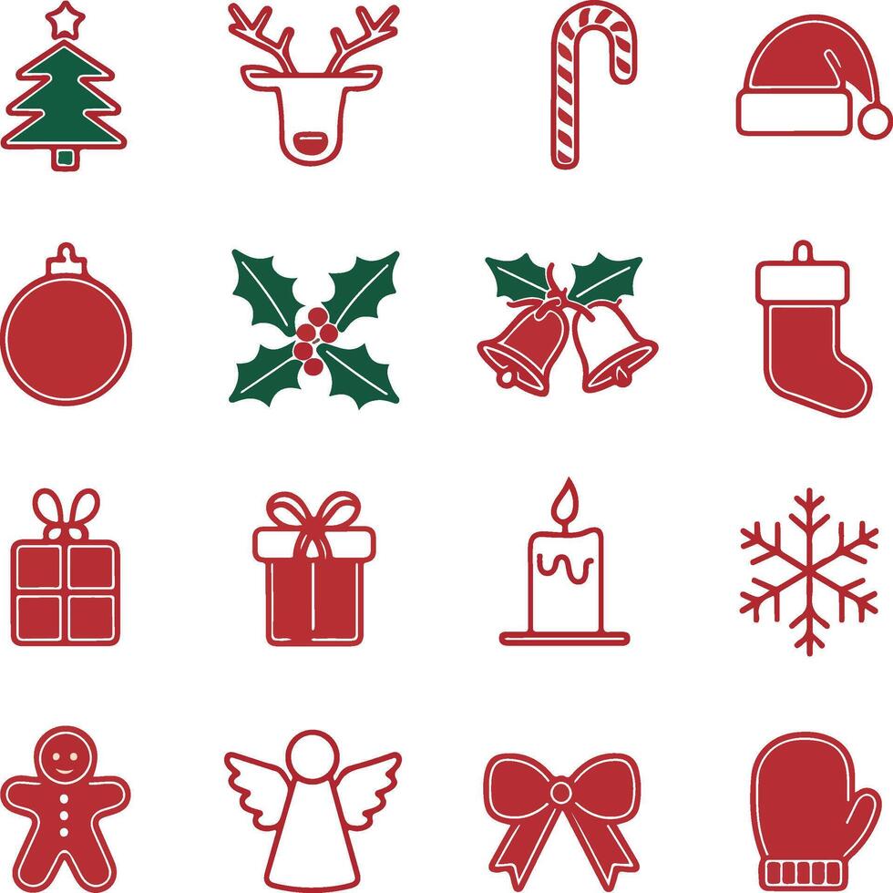 Set Of Minimalist Christmas Line Icons vector