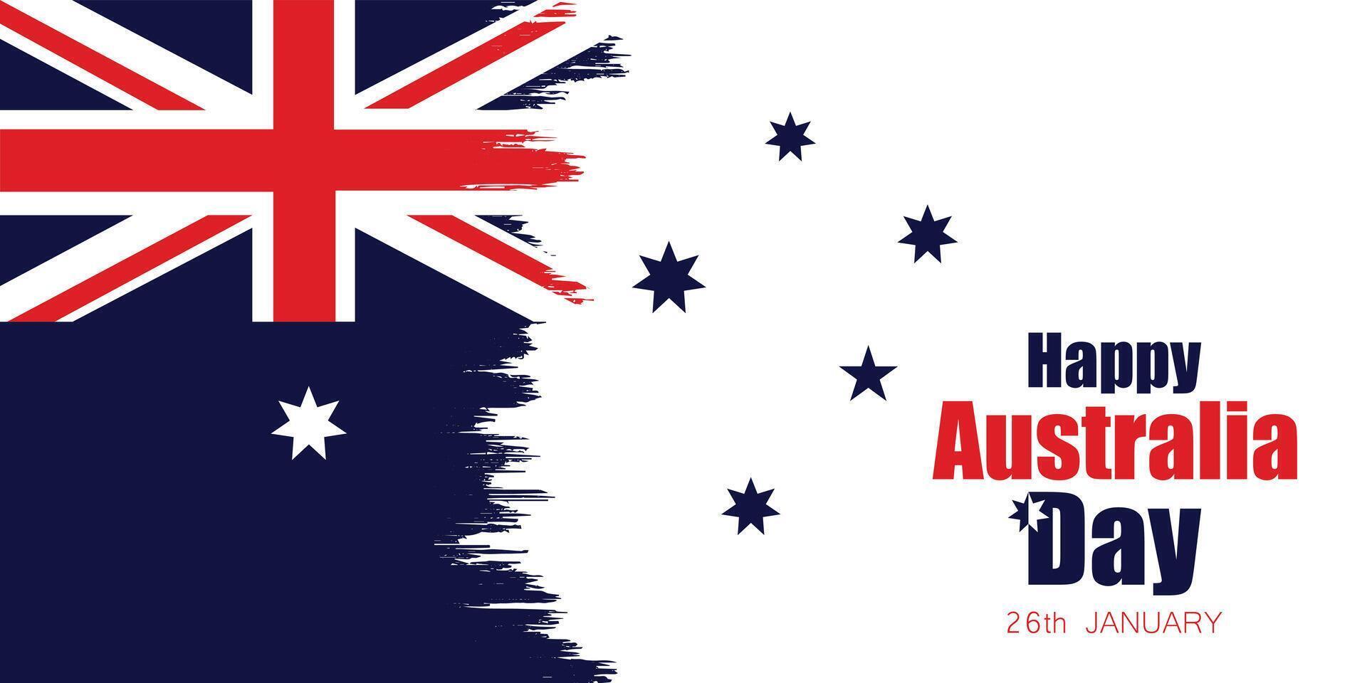 Happy Australia Day 26th January. Australian national flag and brush design Illustration. vector