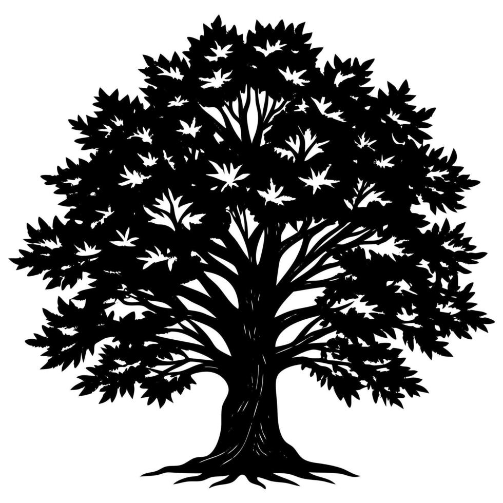 Black and White Tree Illustration Minimalist Tree Design for Nature Art Projects vector